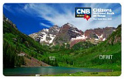Mountains with lake debit card